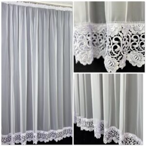 Valge Vuaal ja Pitsiga 20cm Kardin