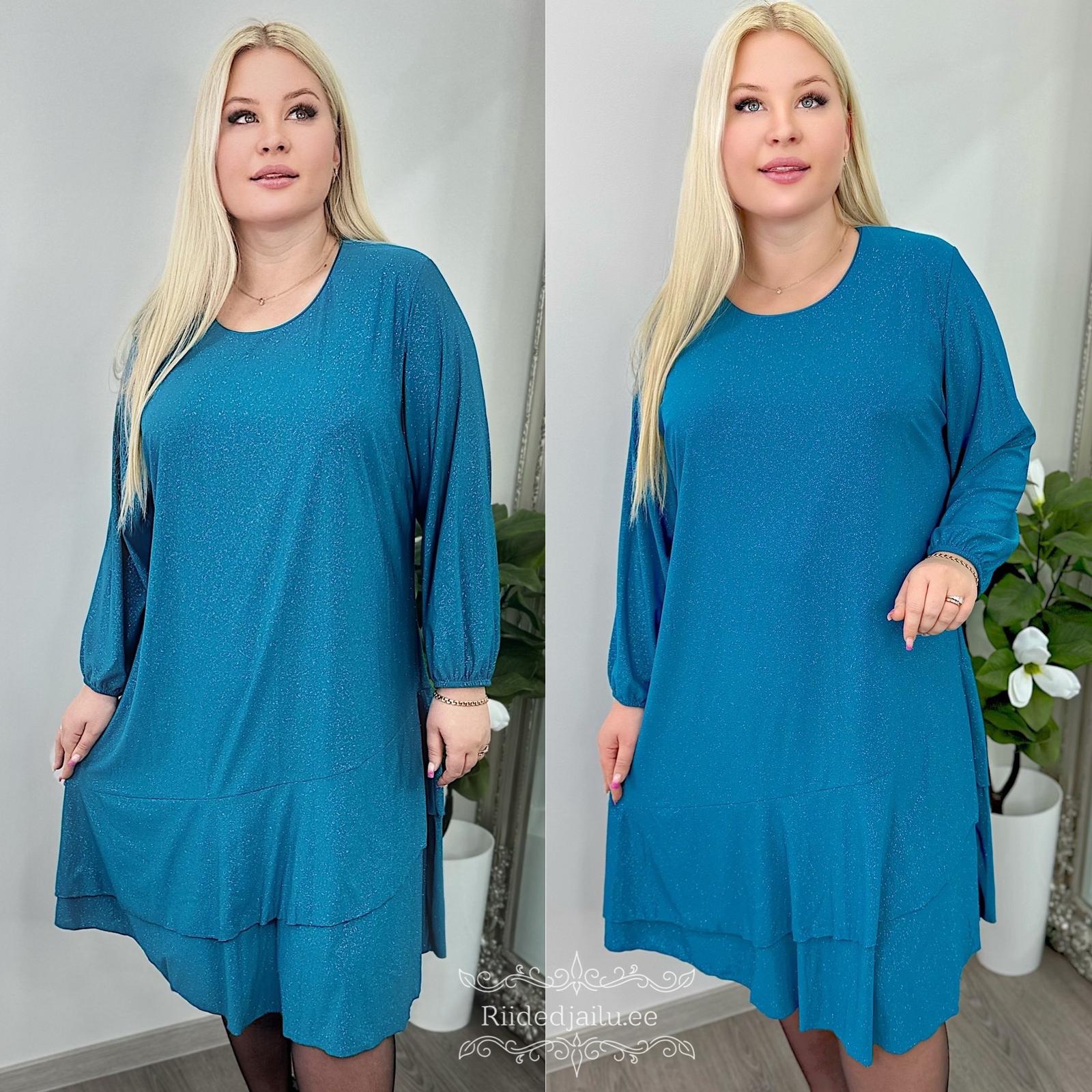 Naiste Kaunis ja Sädelev Turkiis Kleit - Image 2