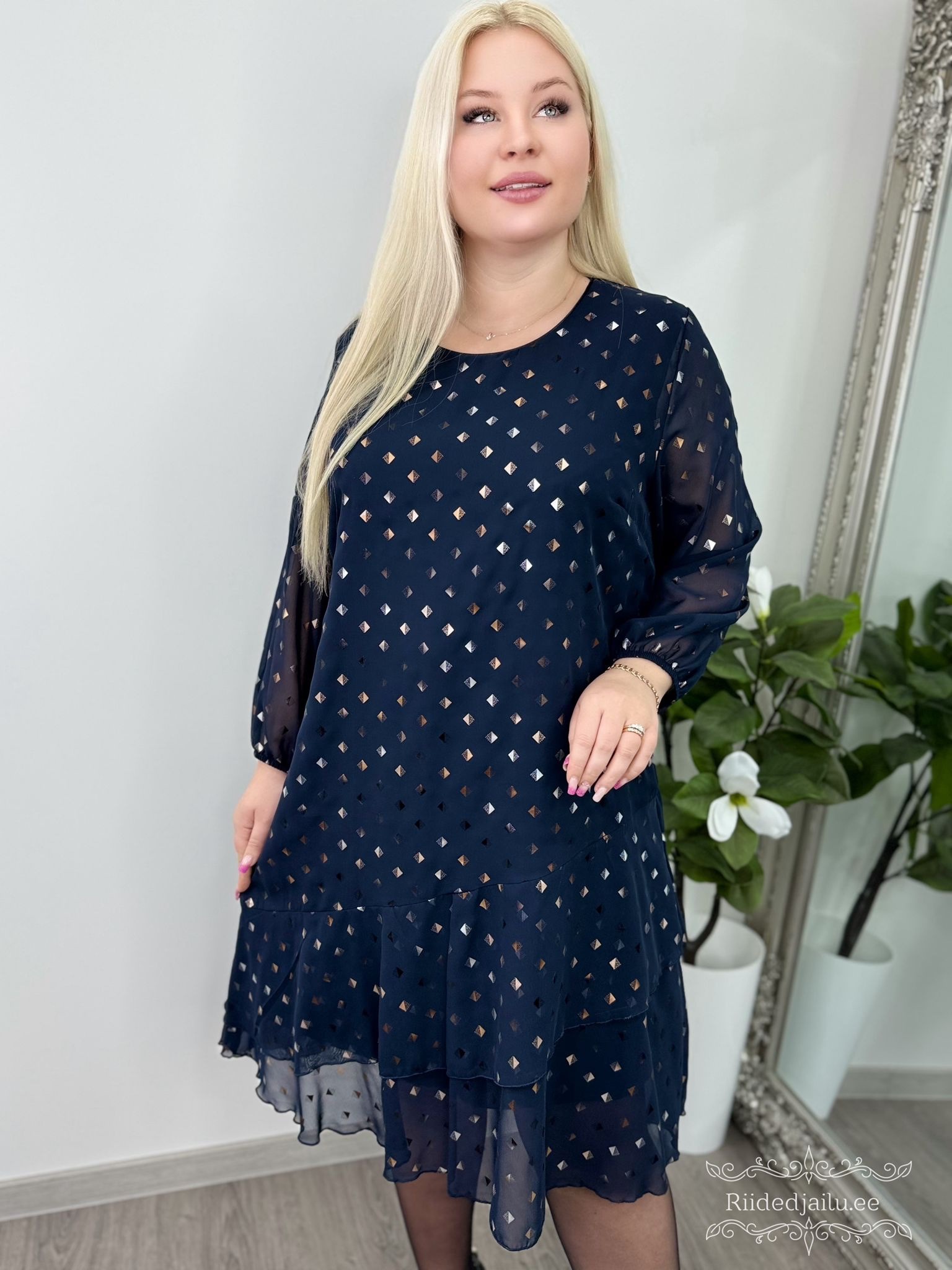 Naiste Kaunis ja Sädelev Tumesinine Kleit - Image 2