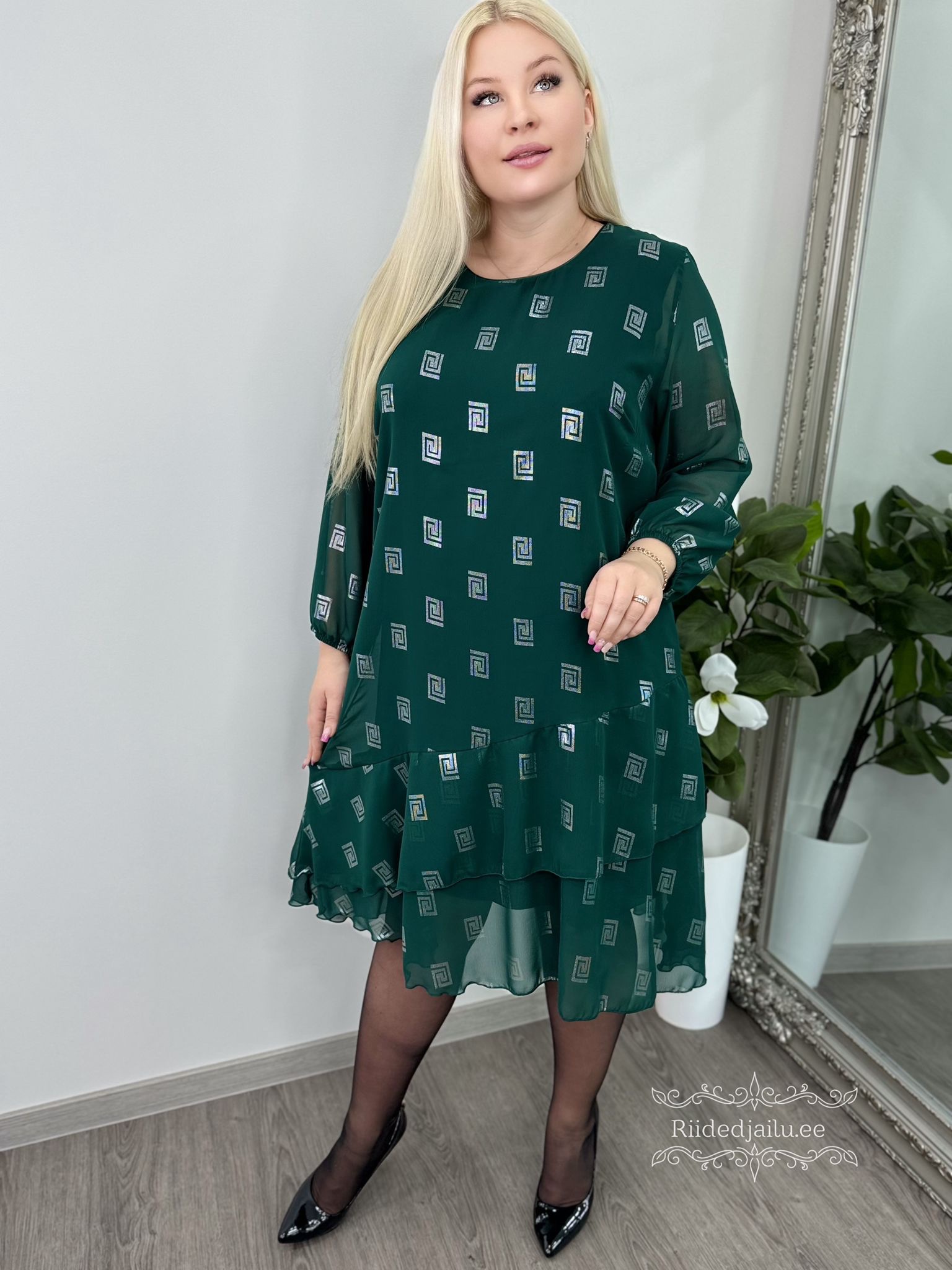 Naiste Kaunis ja Sädelev Roheline Kleit - Image 5