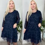 Naiste Kaunis ja Sädelev Tumesinine Kleit