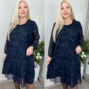 Naiste Kaunis ja Sädelev Tumesinine Kleit