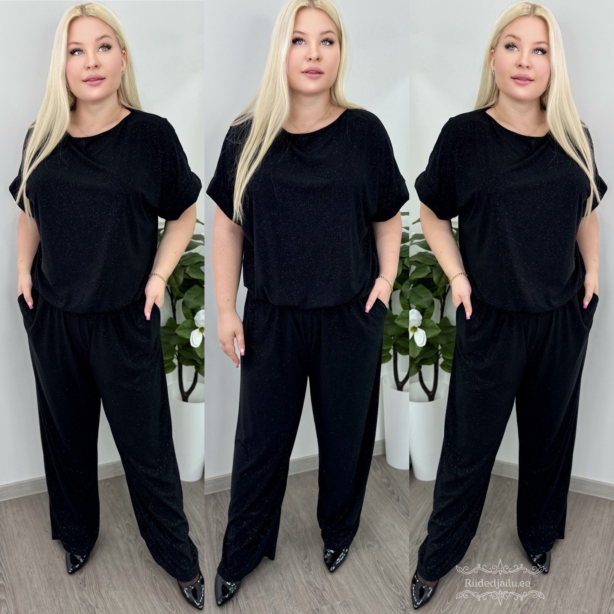 Naiste Kaunis ja Sädelev Must Jumpsuit - Image 2
