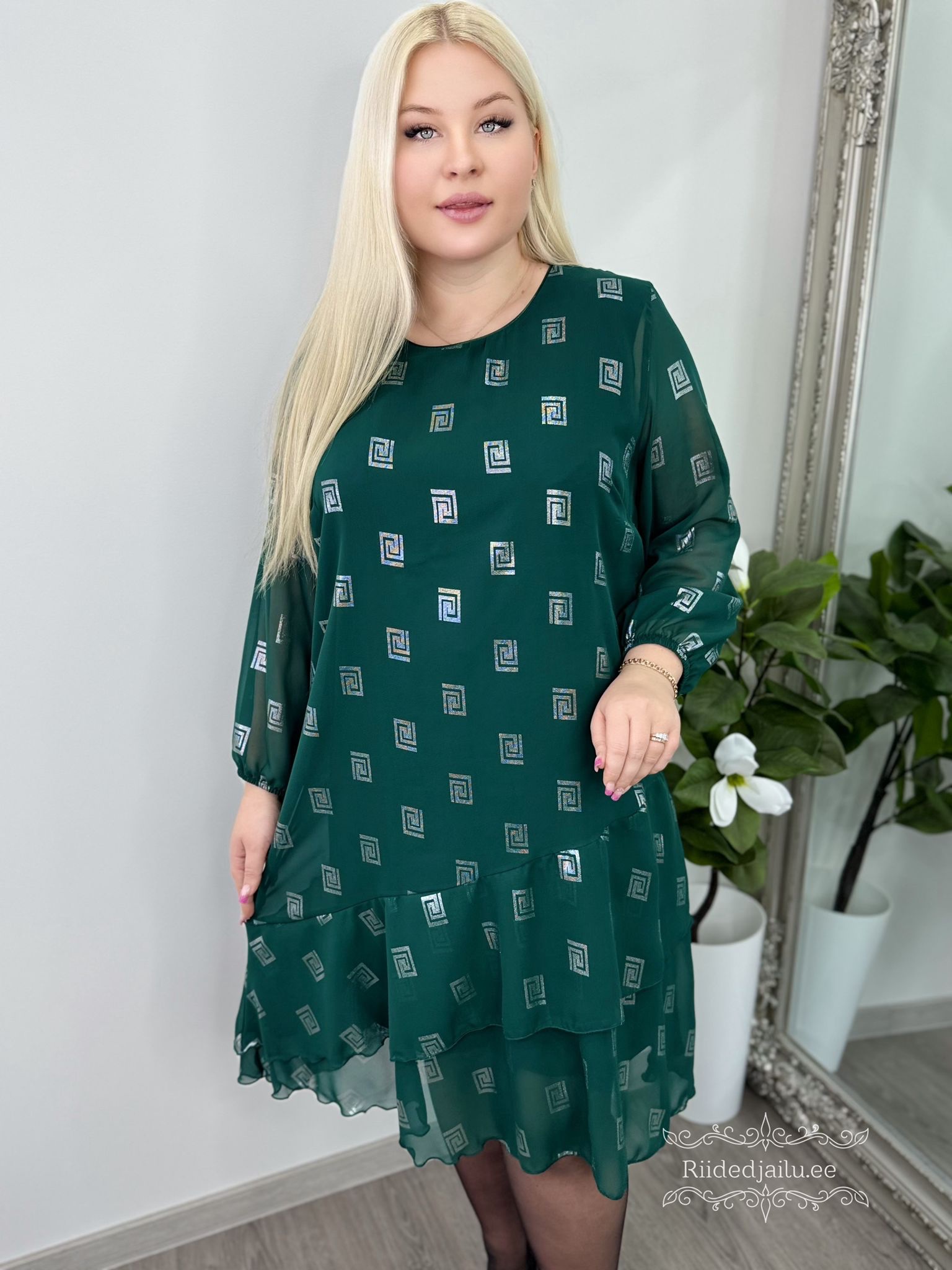 Naiste Kaunis ja Sädelev Roheline Kleit - Image 3