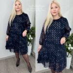 Naiste Kaunis ja Sädelev Tumesinine Kleit