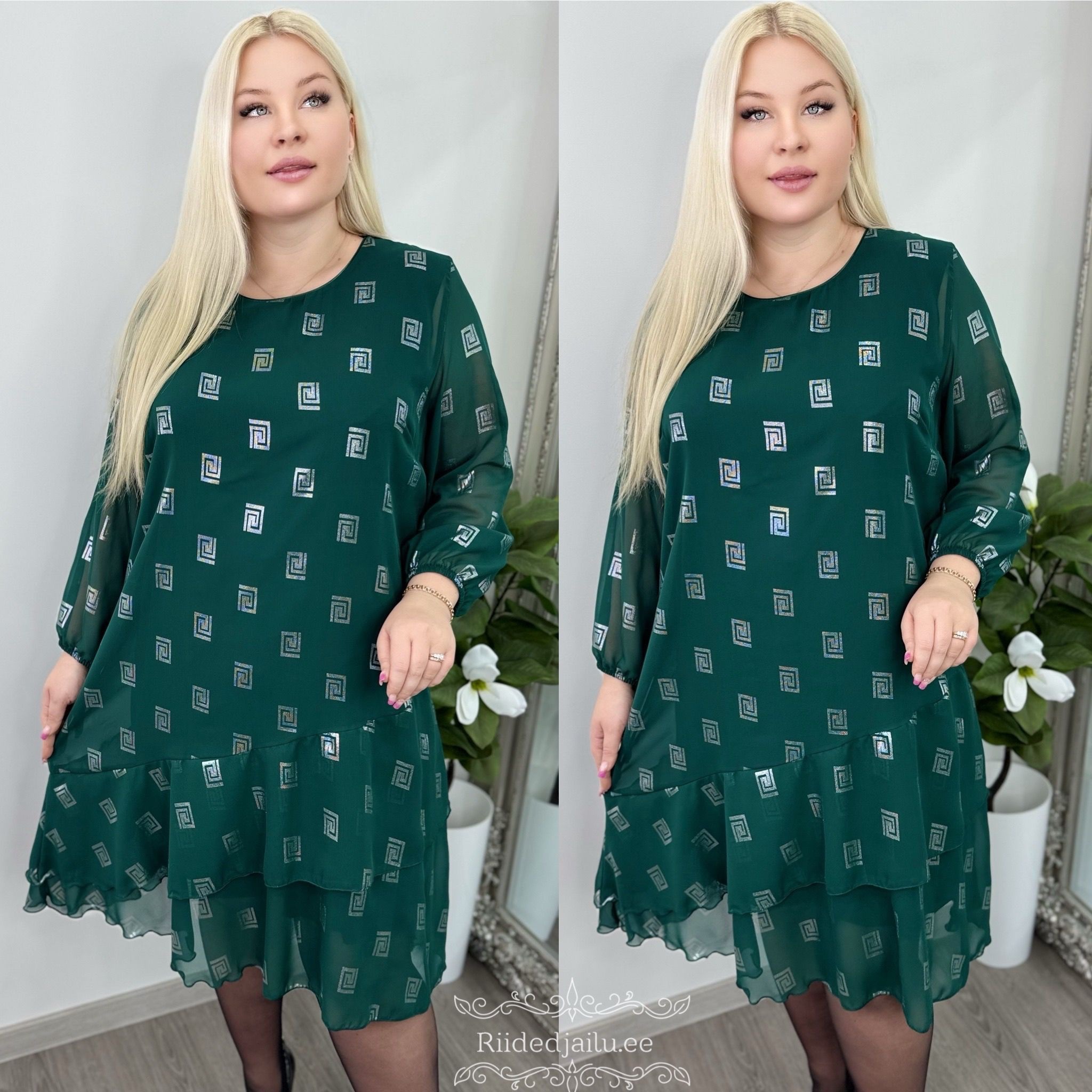 Naiste Kaunis ja Sädelev Roheline Kleit