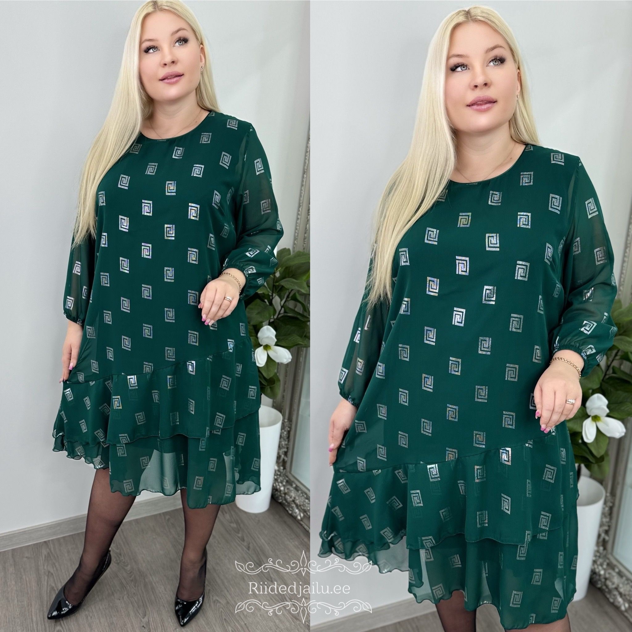 Naiste Kaunis ja Sädelev Roheline Kleit - Image 2