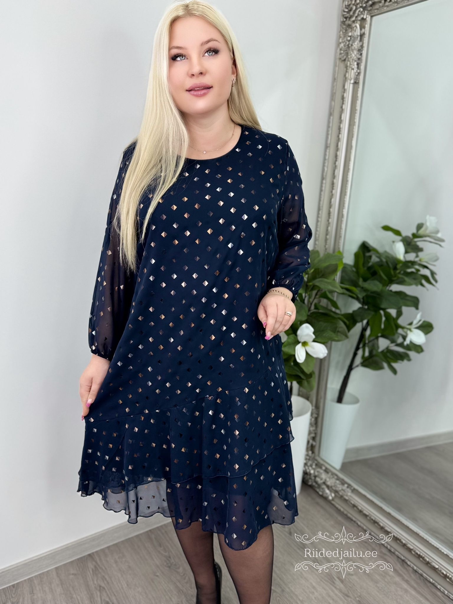 Naiste Kaunis ja Sädelev Tumesinine Kleit - Image 5