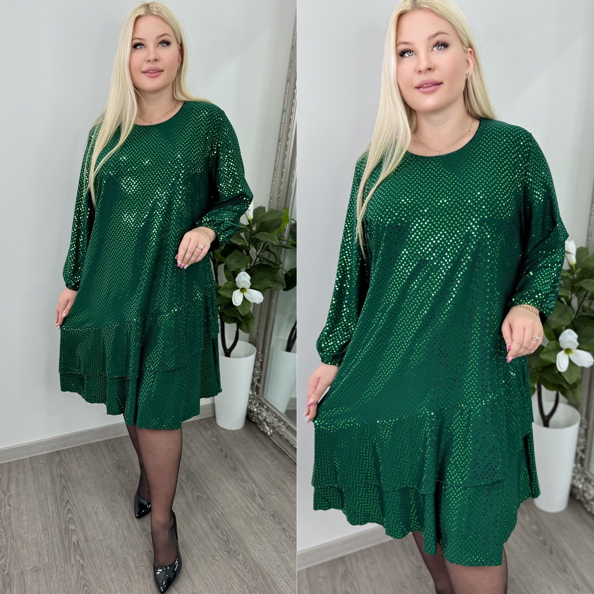 Naiste Kaunis ja Sädelev Roheline Kleit - Image 3