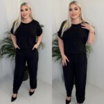 Naiste Kaunis ja Sädelev Must Jumpsuit