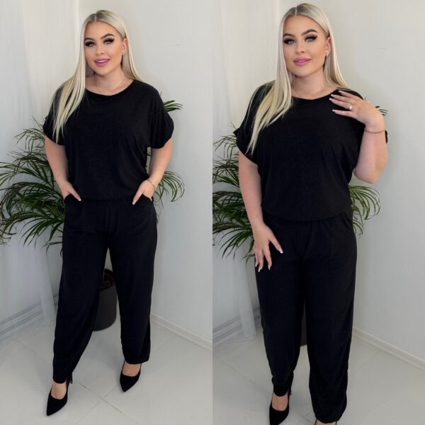 Naiste Kaunis ja Sädelev Must Jumpsuit
