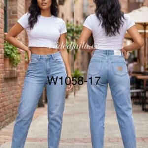 Mom fit helesinised südamega teksad