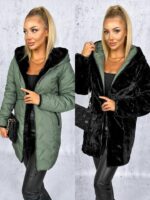 Naiste Kaunis Must-Roheline Mantel