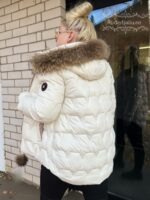 Naiste Valge Jope Naturaalkarvaga