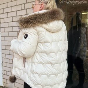 Naiste Valge Jope Naturaalkarvaga