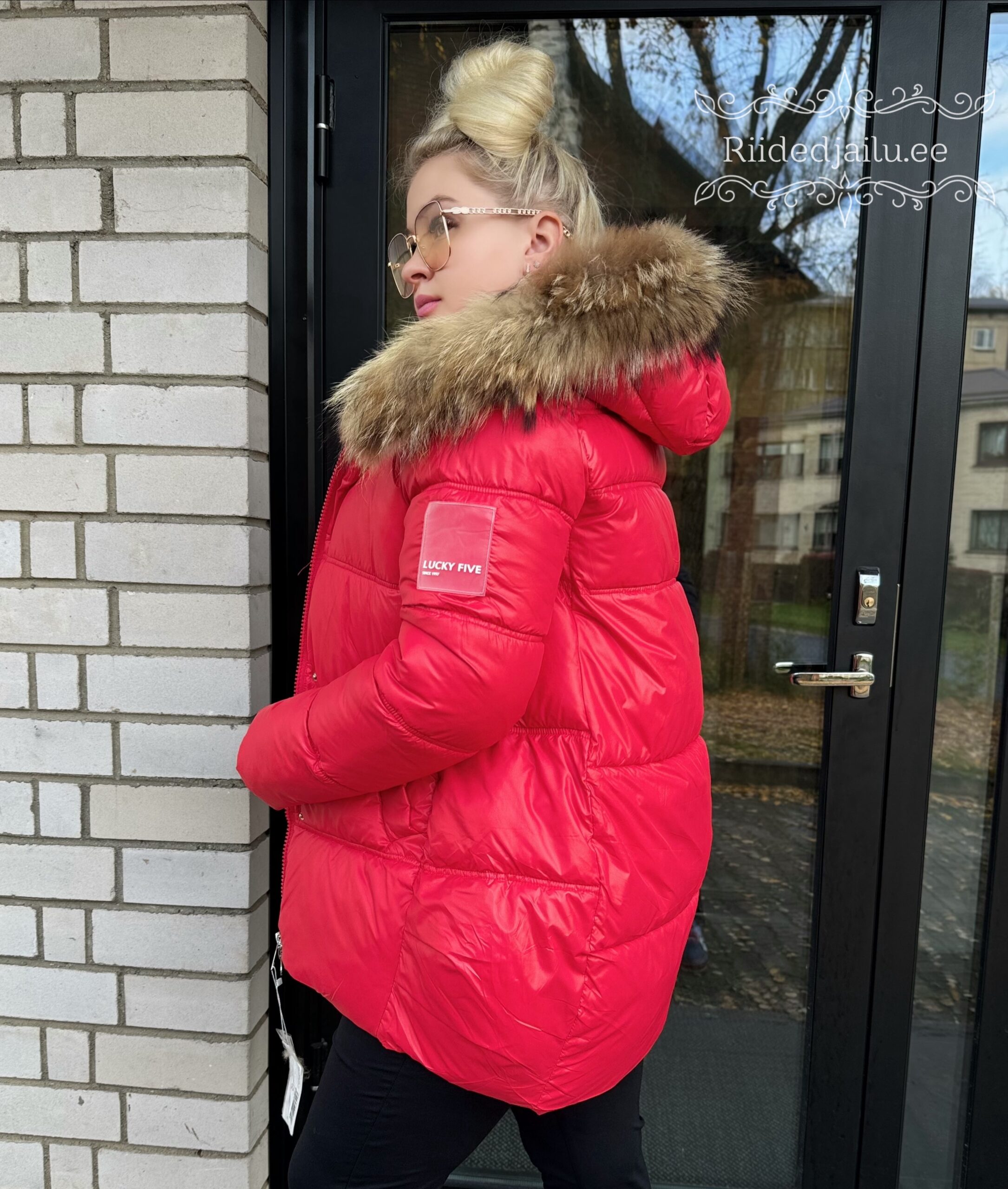 Naiste Punane Jope Naturaalse Karvaga