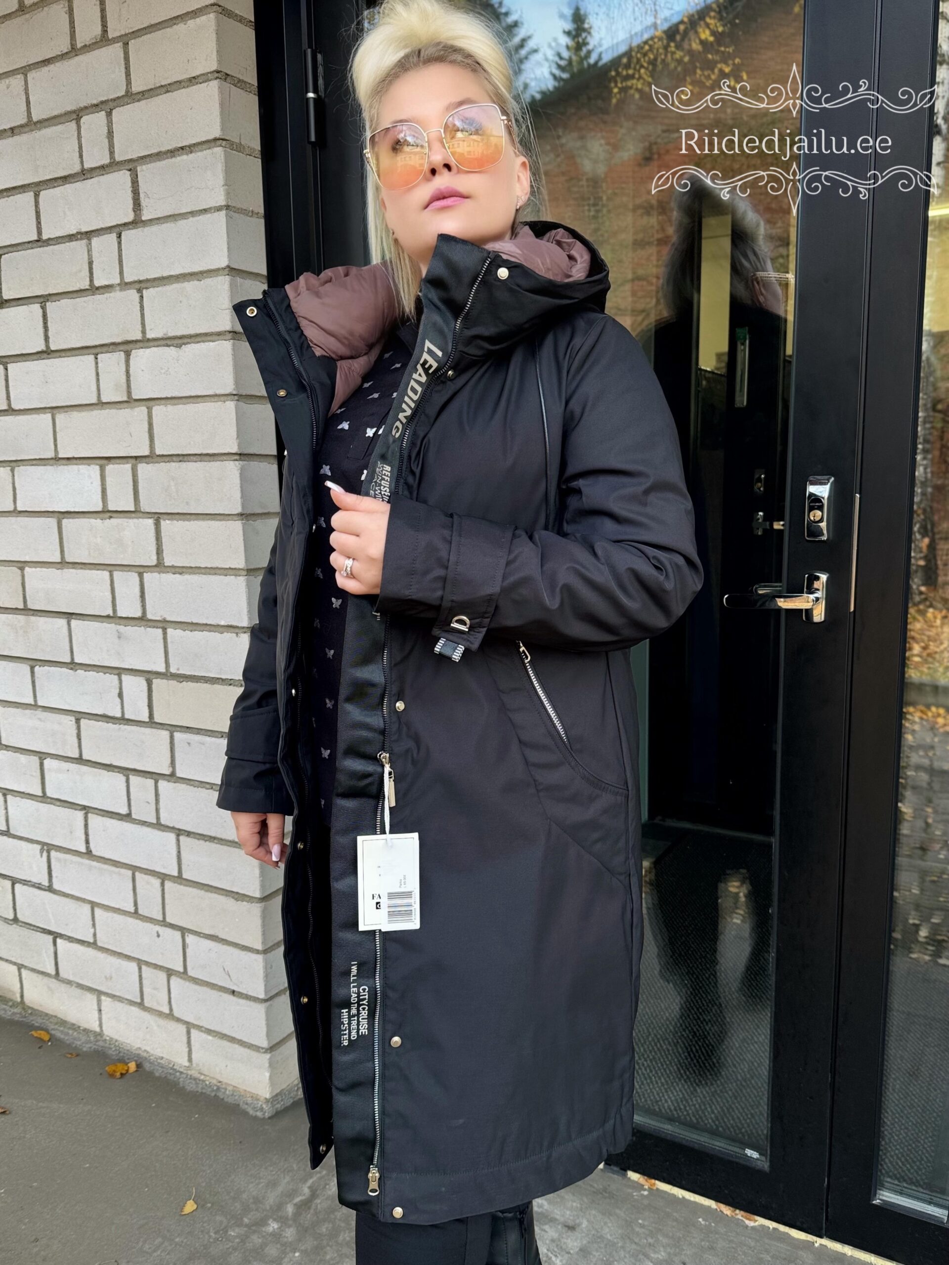 Naiste Pikk Must-Šokolaad Parka