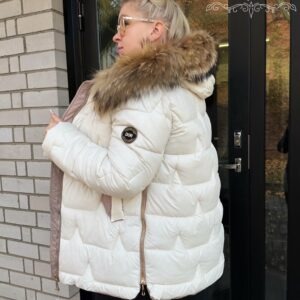 Naiste Valge Jope Naturaalkarvaga