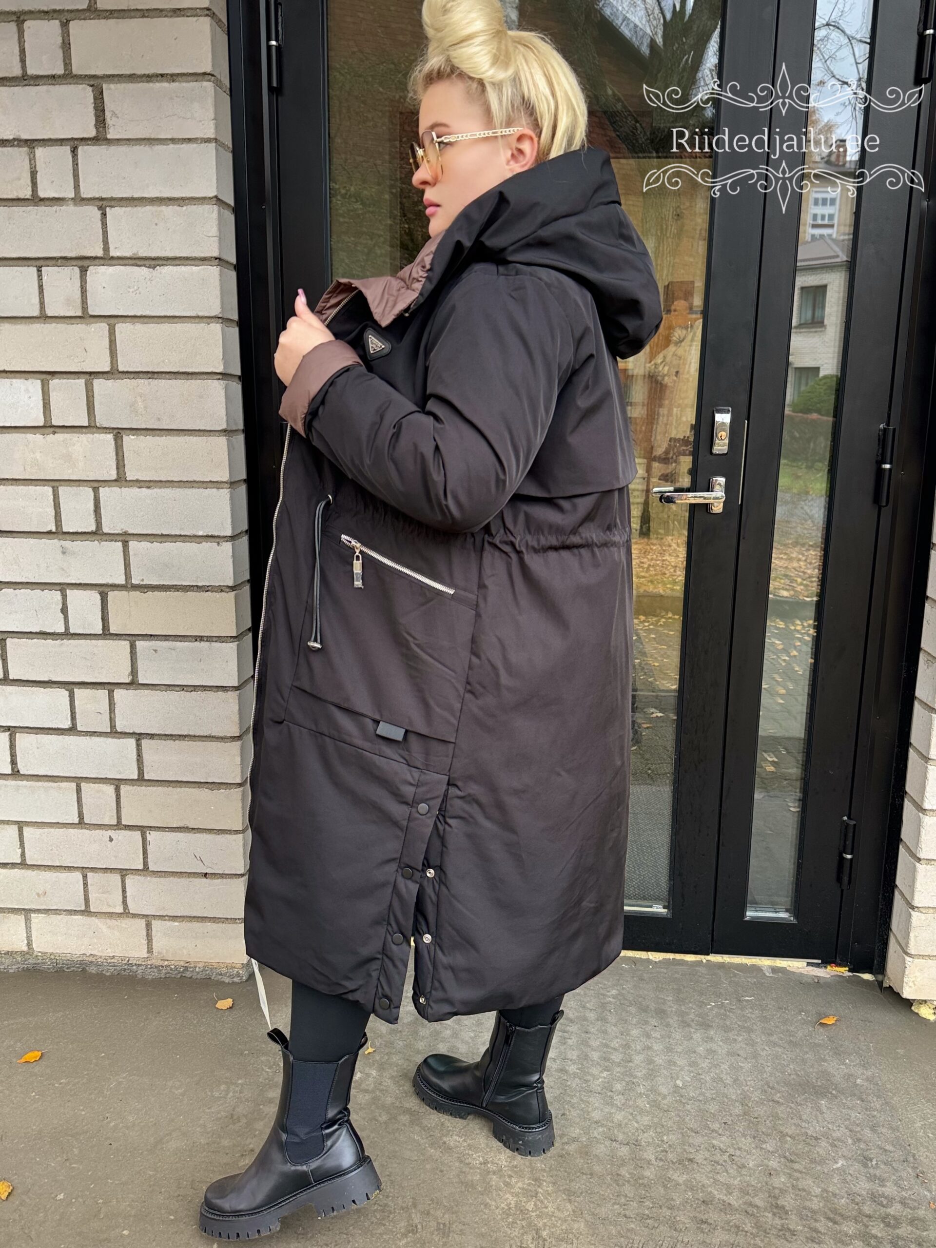 Naiste Pikk Šokolaad-Must Parka