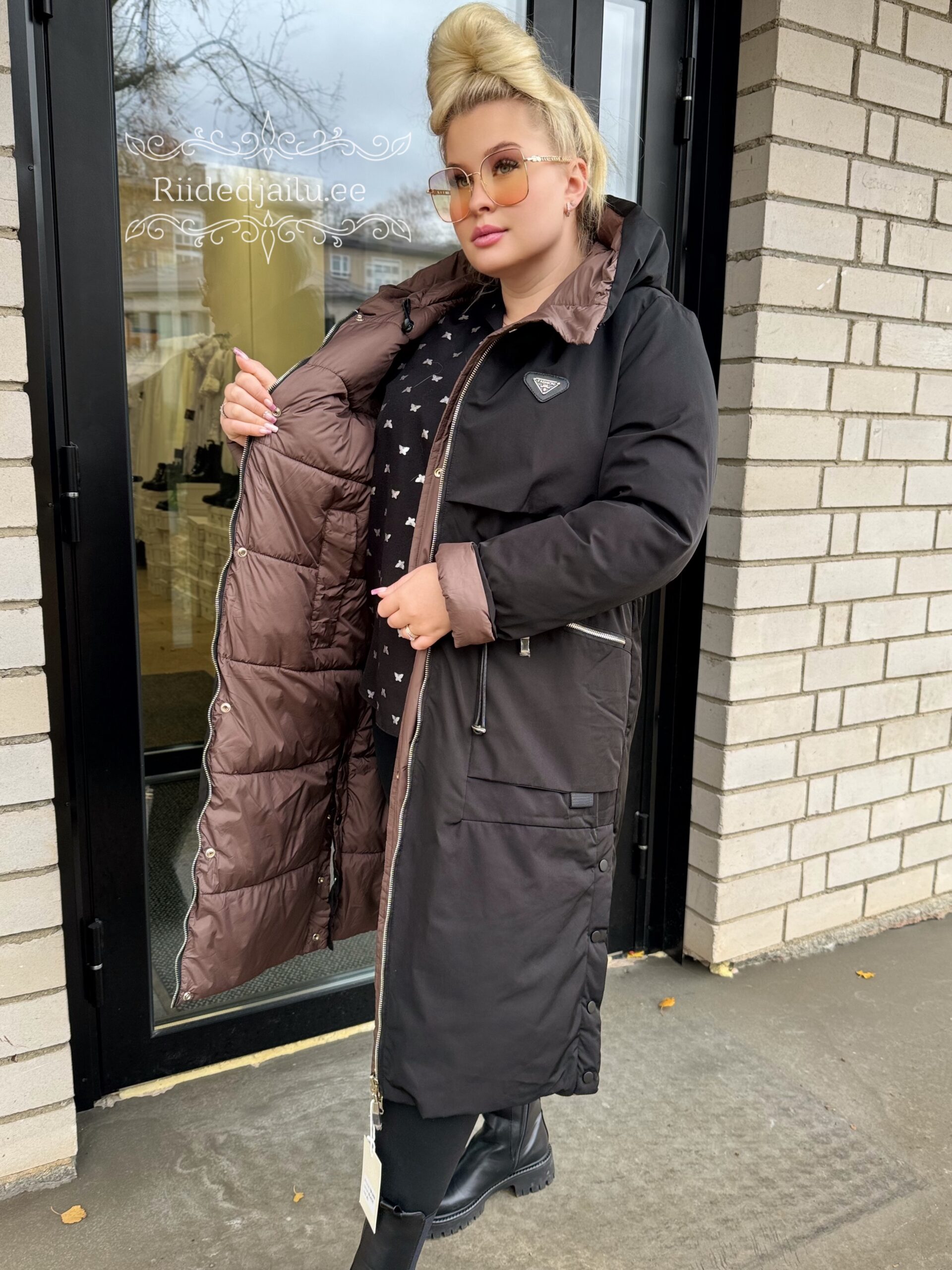 Naiste Pikk Šokolaad-Must Parka