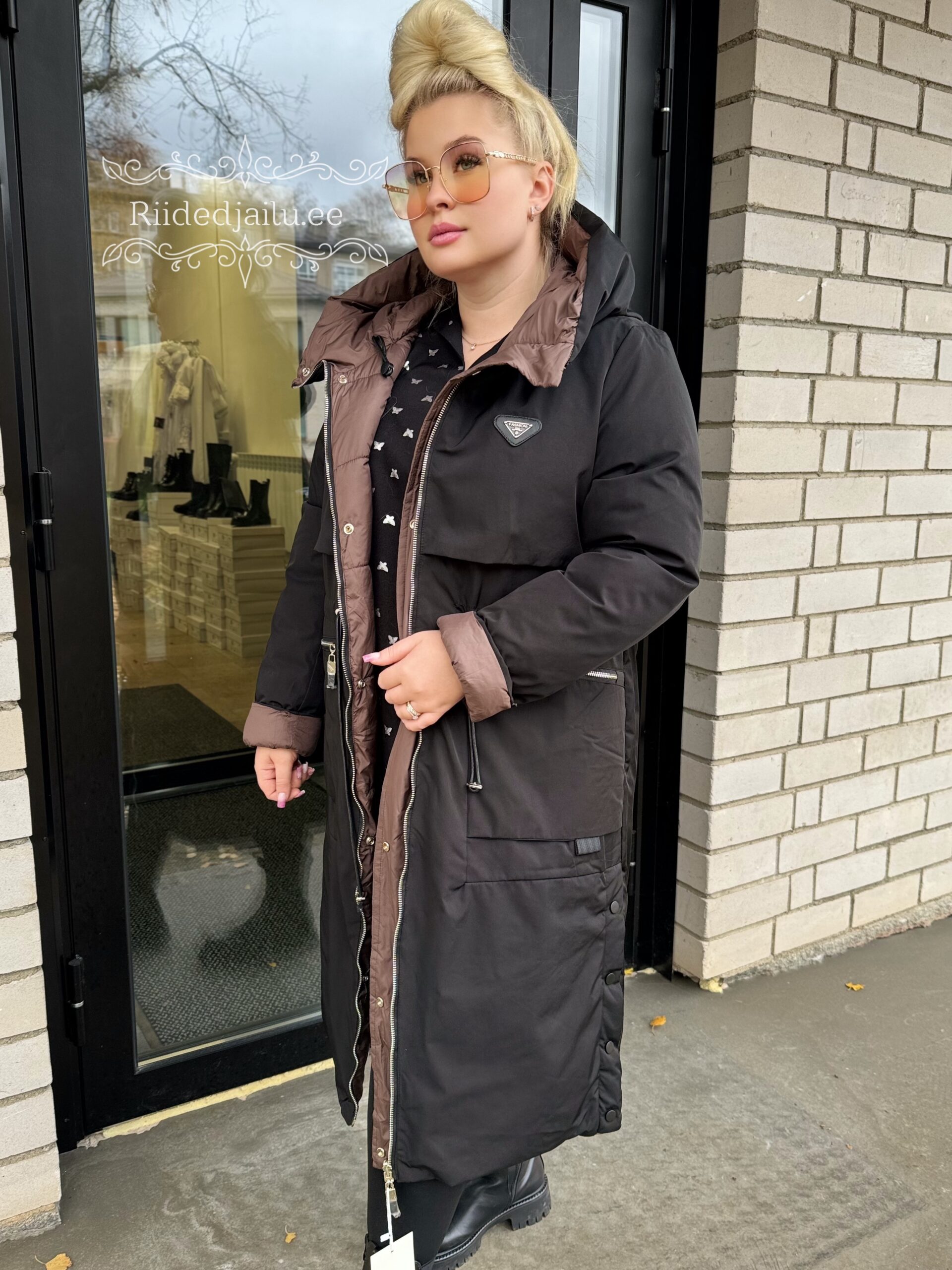 Naiste Pikk Šokolaad-Must Parka