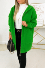 Naiste Roheline Alpaka kapuutsiga+lukk