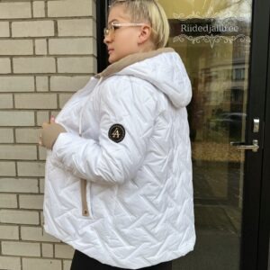 Naiste Kaunistusega Valge Jope