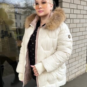 Naiste Valge Jope Naturaalse Karvaga