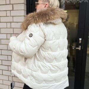 Naiste Valge Jope Naturaalse Karvaga