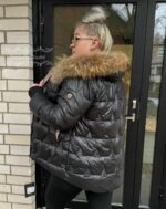 Naiste Must Jope Naturaalse Karvaga