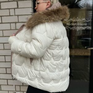 Naiste Valge Jope Naturaalkarvaga