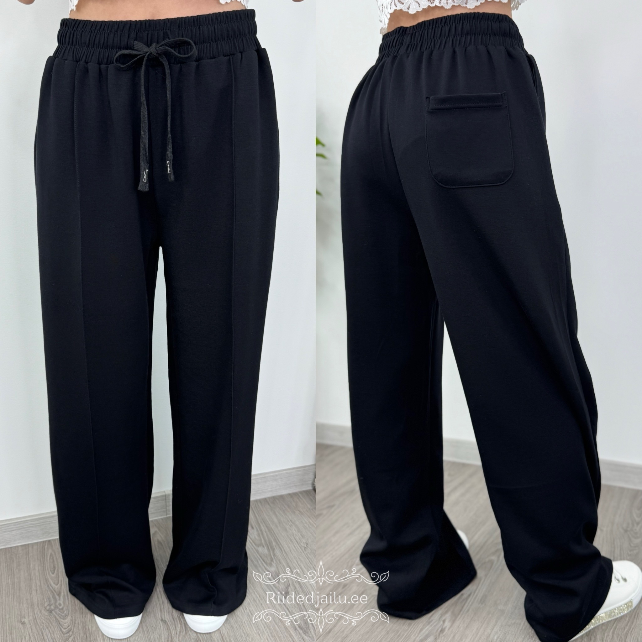 Puuvillase klassikalised mustad püksid