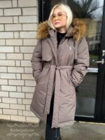 Naiste Naturaalse Karvaga Taupehall Parka