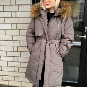 Naiste Naturaalse Karvaga Taupehall Parka