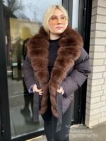 Naiste Must-Šokolaad Jope Naturaalkarvaga