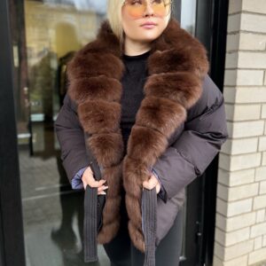 Naiste Must-Šokolaad Jope Naturaalkarvaga