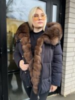 Naiste Must-Šokolaad Jope Naturaalkarvaga