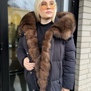 Naiste Must-Šokolaad Jope Naturaalkarvaga