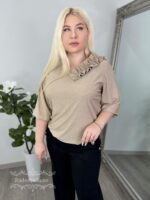 Naiste beež glitteriga kaunis pluus