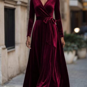 Burgundiapunane sametkleit V-kaelusega