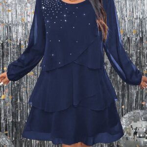 Tumesinine kihiline šifoonkleit sädelevate detailidega