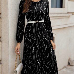 Must mustriline midikleit kontrastse vööga