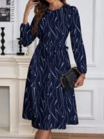 Tumesinine mustriga midi-kleit vööga