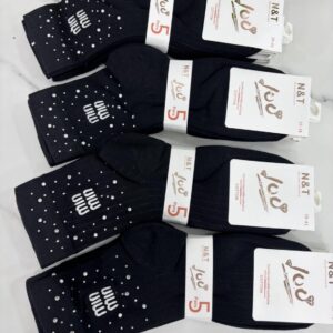 Naiste puuvillased sokid libisemisvastase tallaga (5 paari)