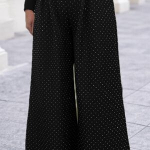 Kõrge vöökohaga laiad täpilised püksid