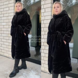 Elegantne ja luksuslik must kasukas