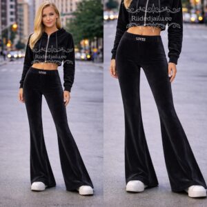 Veluurist mustad naiste püksid