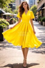 Naiste Kollane Klassikaline Kleit