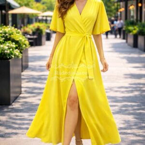 Naiste Kollane Klassikaline Kleit