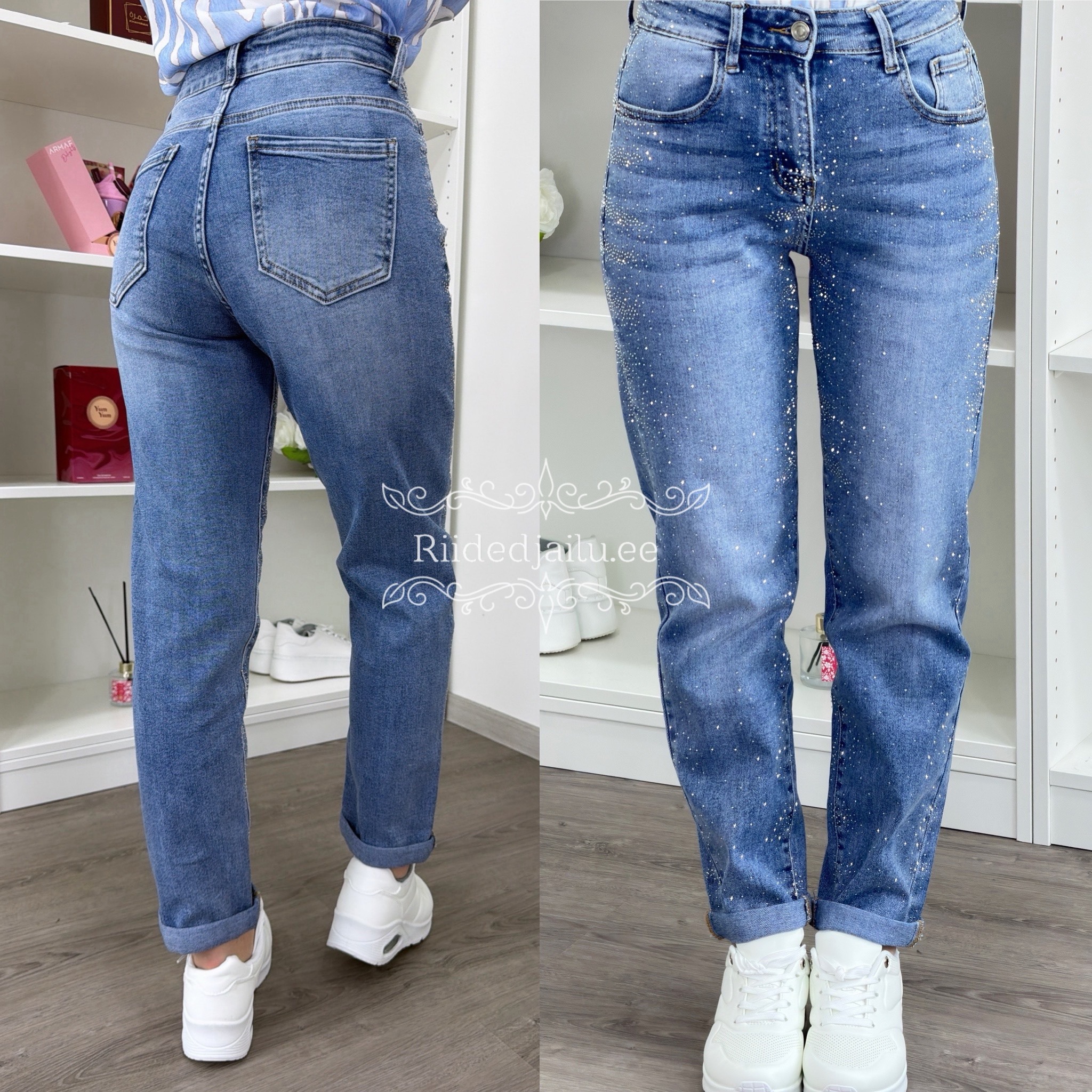 Naiste Mom Fit Sinised Teksad- Premium Denim-New Fashion - Image 2